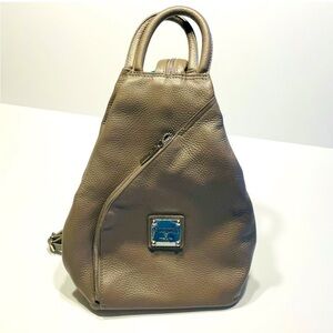 Valentina Tan Backpack with Unique Triangular Design